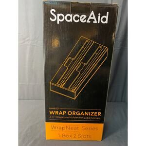 SpaceAid Bamboo Wrap Organizer 2 in 1 Dispenser with Labels